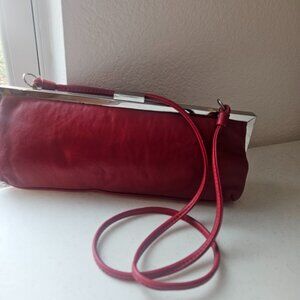 Vintage Y2K Marlo Red Leather Clutch with Optional Strap